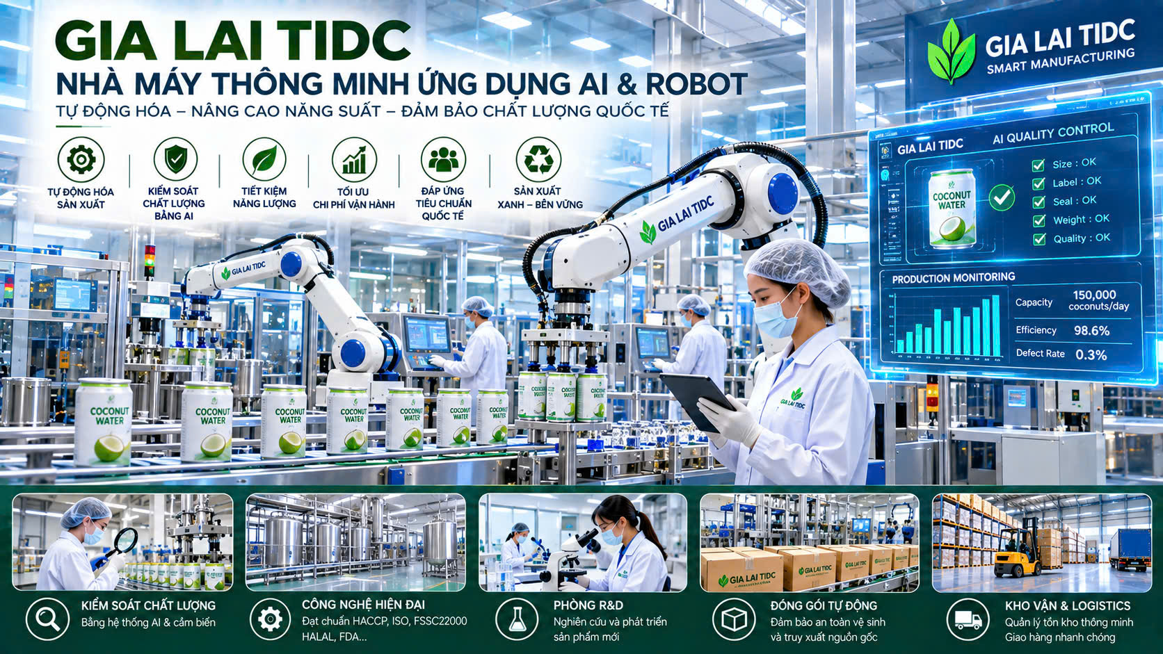 Mô hình nhà máy thông minh ứng dụng AI và Robot tự động hóa sản xuất tại Gia Lai GITD