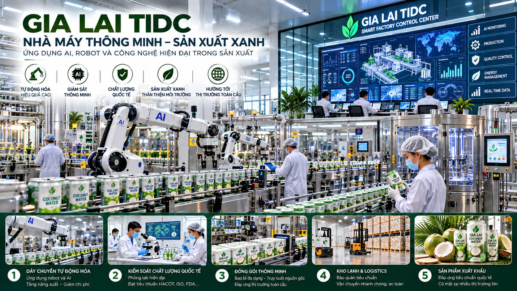 Dây chuyền sản xuất xanh, tự động hóa và Trung tâm điều khiển Smart Factory tại Gia Lai GITD